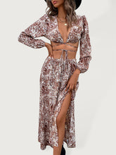 Woven Paisley Vacation Sexy Long Dress Two-Piece Set